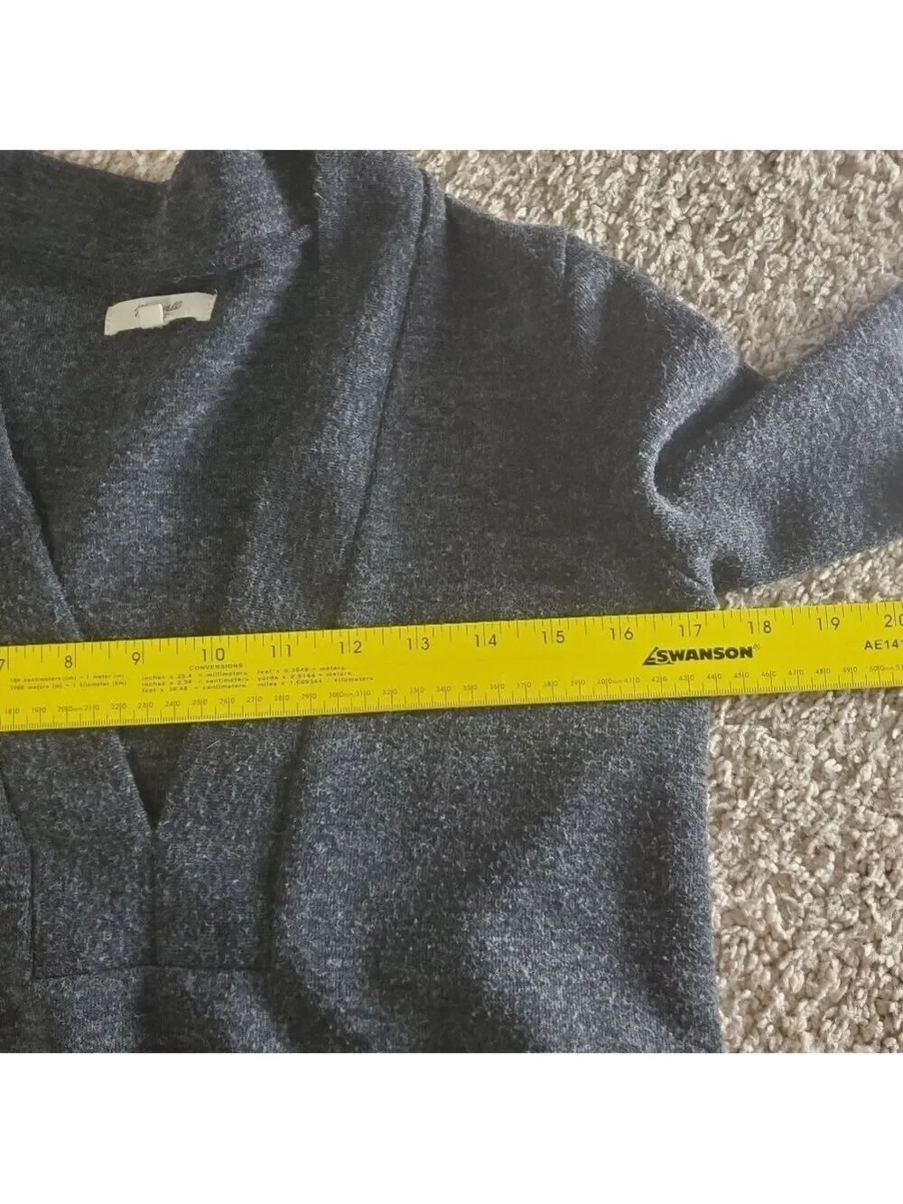 Madewell Low V Pullover Knit Sweater Gray Women's Size Extra Small